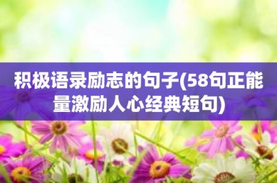 ​积极语录励志的句子(58句正能量激励人心经典短句)